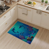 Playful Cartoon Dolphins Underwater Treasure Rug