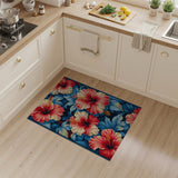 Floral Vintage Vibrant Hibiscus Floral Area Rug