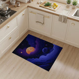 Cosmic Moonlit Swirl Area Rug with Stars Planets