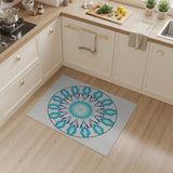 Teal Snowflake Geometric Round Rug