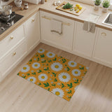 White Daisy Bloom Orange Area Rug