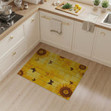 Sunflower Monarch Butterfly Yellow Barnwood Area Rug