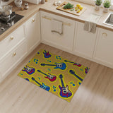 Rockin' Cartoon Guitars Music Notes Area Rug