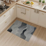 Black and White Wavy Abstract Black White Area Rug
