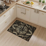 Black and White Vintage Nautical Compass Rose Area Rug