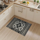 Black White Southwestern Diamond Motif Area Rug