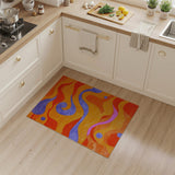 Vibrant Multi-Color Wave Geometric Rug