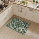 Ornate Green Floral Medallion Green Area Rug