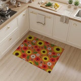 Vibrant Orange Sunflower Poppy Daisy Floral Rug