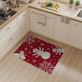 Festive Snowmen Snowflakes Red Area Rug