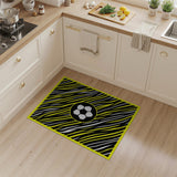 Yellow Black Zebra Soccer Ball Area Rug