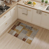 Brown and Tan Geometric Patchwork Area Rug in Brown Tan