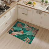 Coral and Teal Leaf Boho Area Rug