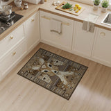 Brown and Tan Tribal Deer Head Geometric Area Rug