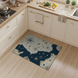 ODIKA Washable Vintage Nautical Map Rug - Low Pile Non-Slip Coastal Area Rug