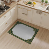 Ornate Green Gold Persian Border Area Rug