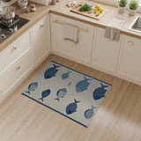 Coastal Beach Whimsical Blue Fish Coastal Area Rug