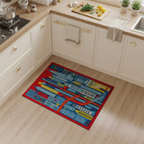 Vibrant City Skyline Geometric Area Rug