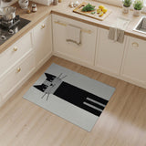 Black White Cartoon Cat Area Rug