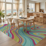 Abstract Area Swirling Teal Abstract Area Rug