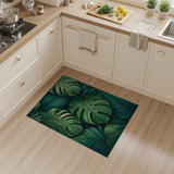 Lush Green Monstera Leaves Green Area Rug