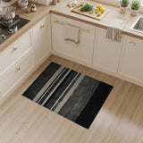 Black White Geometric Striped Woven Rug