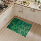 Emerald Green Leaf Vintage Area Rug
