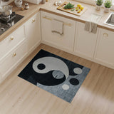 Yin-Yang Geometric Area Rug Black White
