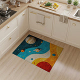 Whimsical Solar System Kids Rug with Planets Stars