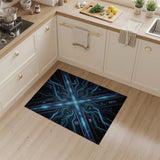 Futuristic Neon Blue Circuit Area Rug