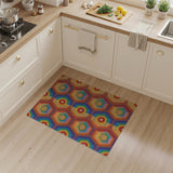 Rainbow Concentric Hexagon Geometric Area Rug
