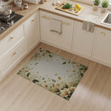 Cream Floral Vintage Area Rug with Swirling Vines