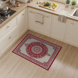 Ornate Red Persian Area Rug with Cream Field