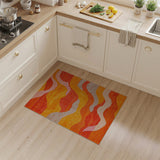 Vibrant Wavy Geometric Area Rug in Red Orange