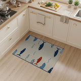 Whimsical Blue Fish Coastal Area Rug