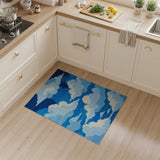 Layered Blue Clouds Geometric Area Rug