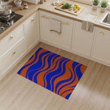 Vibrant Blue Orange Wavy Geometric Area Rug