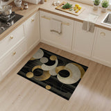 ODIKA Art Deco Geometric Washable Area Rug - Luxury Black & Gold Low Pile Non-Slip Carpet