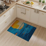 Teal Blue Abstract Sun Area Rug