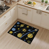 Kids Cartoon Retro Pixel Space Planets Area Rug