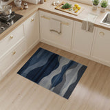 Layered Navy Wave Geometric Area Rug