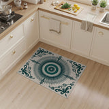 Teal Mandala Sunburst Area Rug with Ornate Frames