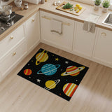 Vibrant Cartoon Space Planets Kids Area Rug