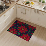Multi-color and Patterns Red Poinsettia Floral Pattern Area Rug