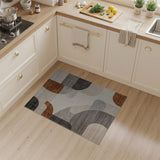 Abstract Curved Grey Geometric Area Rug