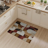 Abstract Curved Geometric Area Rug Brown Tan