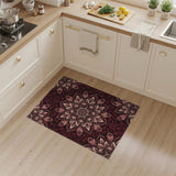 Deep Red Floral Medallion Area Rug