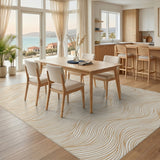 Beige Neutral Wave Area Rug