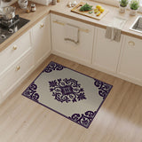 Beige and Neutral Purple Floral Medallion Area Rug