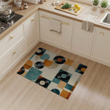 ODIKA Mid-Century Modern Vinyl Record Washable Area Rug - Retro Geometric Non-Slip Low Pile